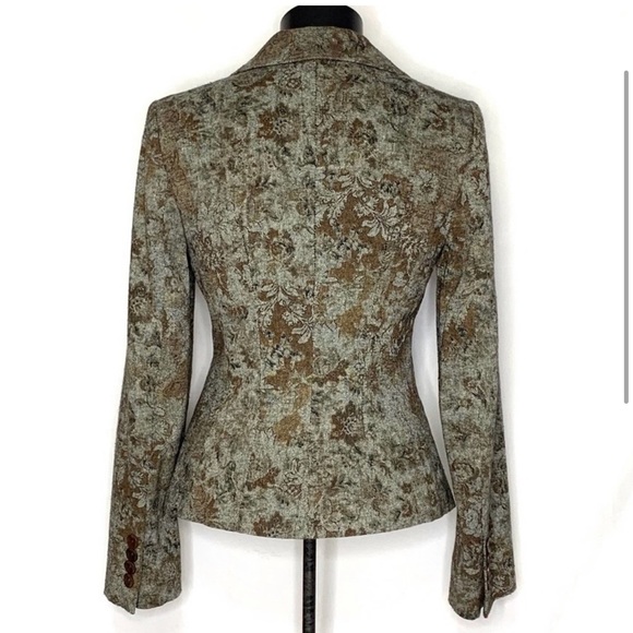 Zara Floral Woven Tailored Lightweight Wool Blend 1 Button Blazer - Picture 3 of 7